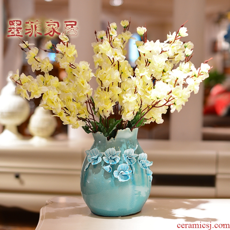 Hand hold ice crack ceramic vase Nordic creative contracted decorate the sitting room place simulation flowers, dried flowers, flower arrangement, decoration