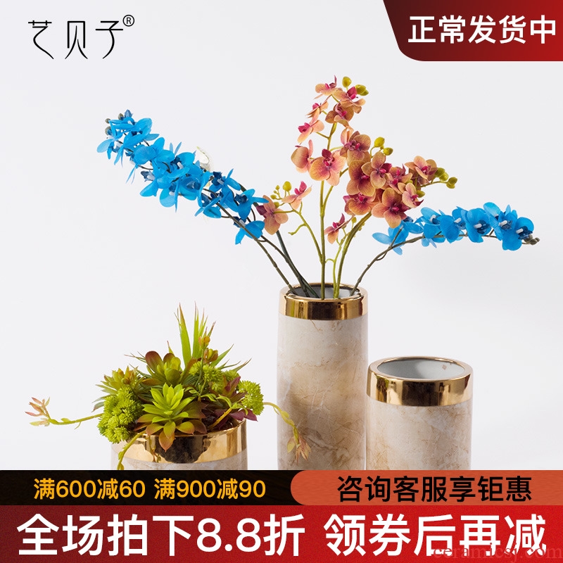 Jane beautiful marble ceramic vase color plating metal household soft outfit furnishing articles between example interior decoration flower