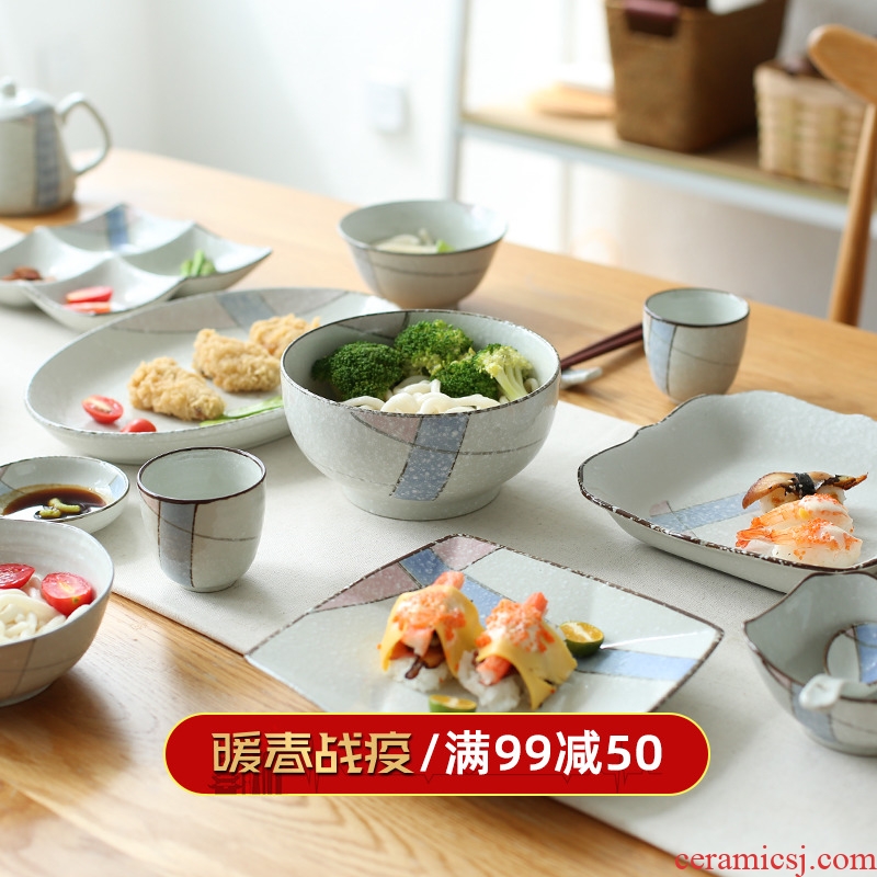 Island house in Japanese powder blue tie sticks to hand - made ceramic tableware rice bowls bowl dish dish plates of sushi PZ - 139