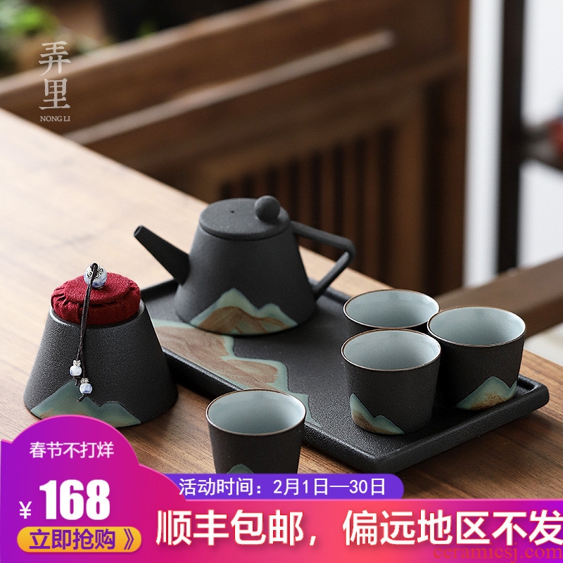 The Get | mountains in Japanese coarse pottery kung fu tea set long Fang Gan mercifully plate of zen household contracted a gift the teapot