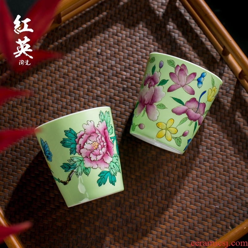 Red the jingdezhen ceramic manual hand - made pastel kung fu tea cup single master cup with personal single CPU
