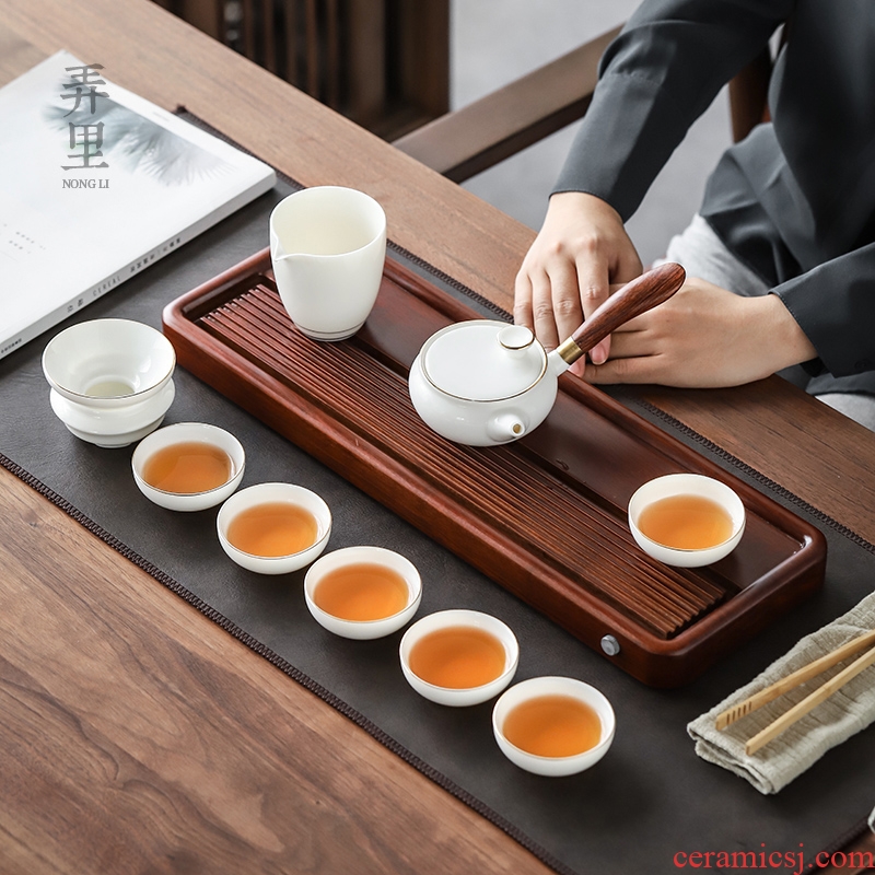 Lane in | contracted sitting room tea tray means kung fu tea set suit white porcelain zen Chinese style household ceramics with hand gift box