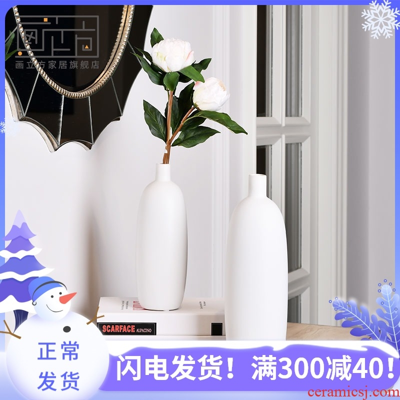 Furnishing articles cubic Nordic I and contracted ceramic vase household soft adornment flower arranging dried flowers, flower implement the living room