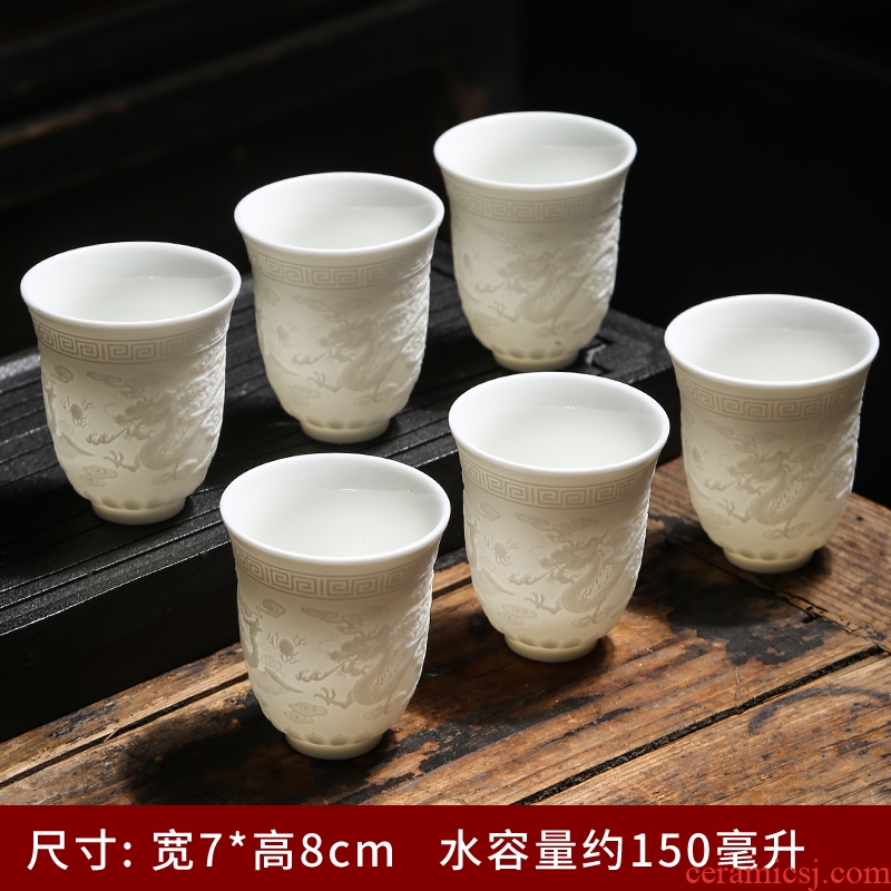 Dehua white porcelain cup pure white porcelain cups suet jade see colour master cup single cup sweet white glazed ceramic tea set