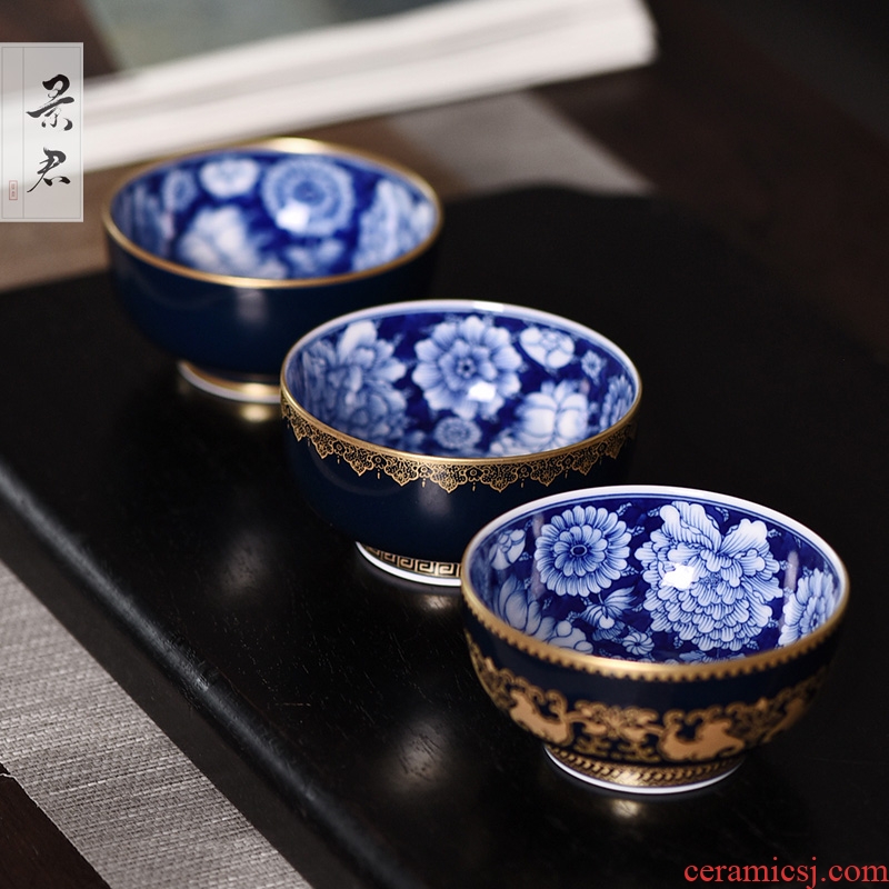 JingJun jingdezhen ceramics masters cup single cup sample tea cup kung fu ji blue paint high - end custom cups of tea cups