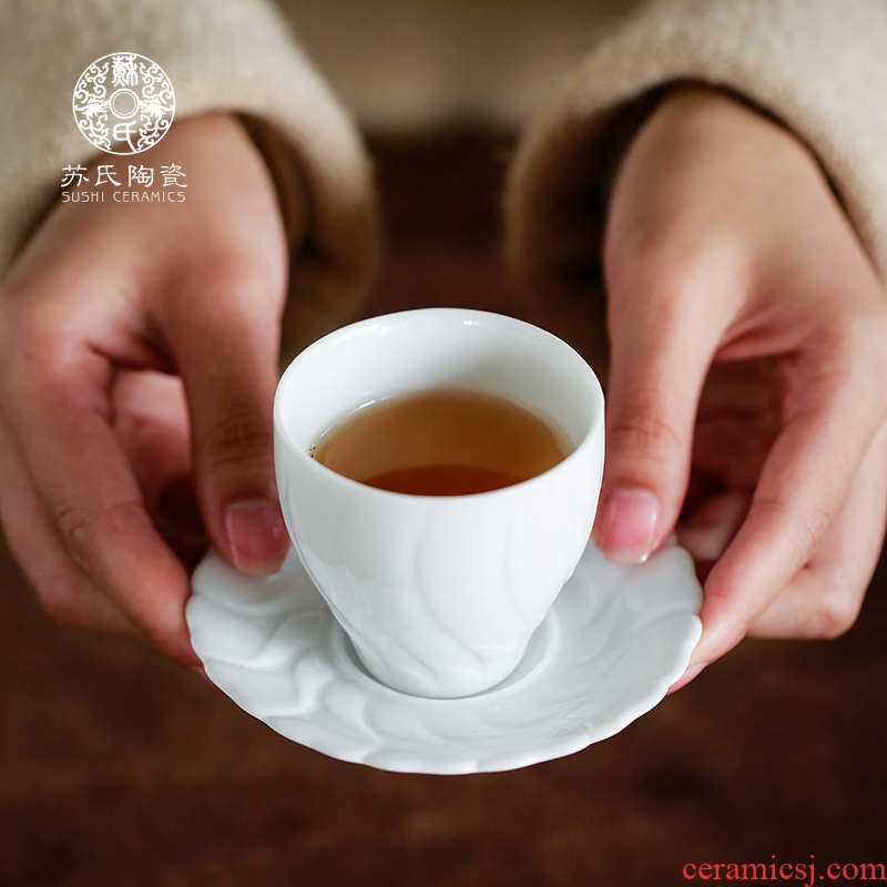 Su kung fu tea cups ceramic sample tea cup small white porcelain cup of black tea, green tea BeiYing green master CPU