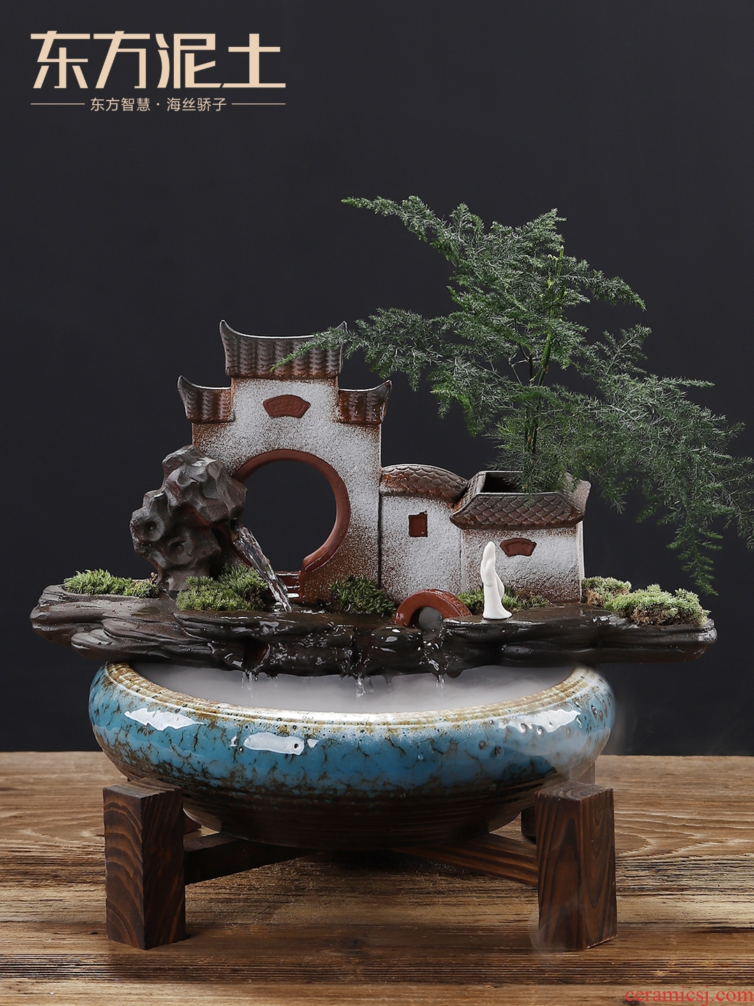 Oriental clay ceramic feng shui plutus furnishing articles household indoor TV ark, sitting room aquarium water humidification ornaments