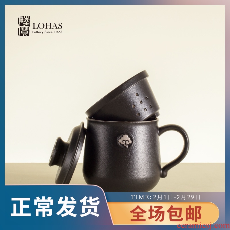 Separation lupao ceramic tea cup cloud brocade book cover cup filter tea cup elegant cup 300 ml Spring Festival