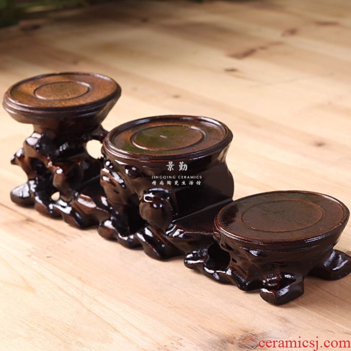 Jingdezhen process manual its rosewood tea base three the layers of household vase decoration decoration
