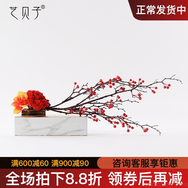 New Chinese style TV ark, the soft adornment creative ceramic flower implement furnishing articles sitting room floor rich ancient frame floral arrangements