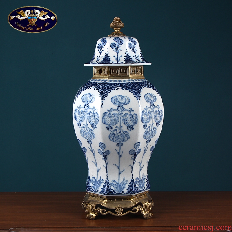 European blue and white porcelain storage tank sitting room place, a new Chinese style household ceramics handicraft built altar porch soft decoration