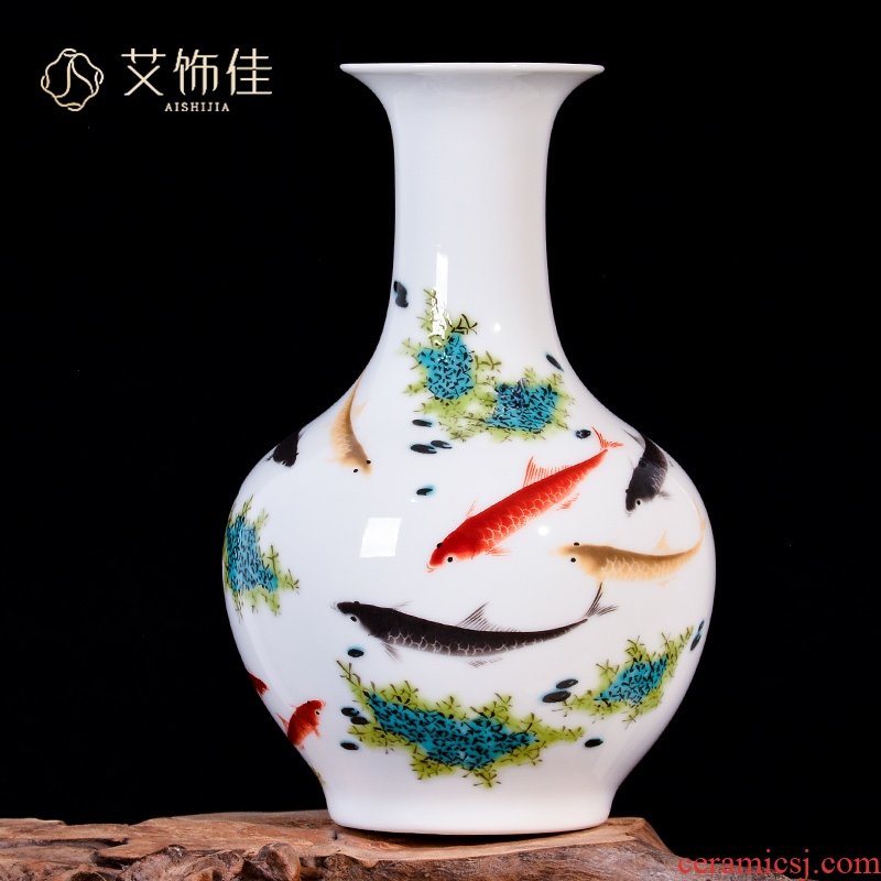 Jingdezhen ceramics powder enamel porcelain vases, flower arranging dried flower of new Chinese style household living room TV cabinet decorative furnishing articles
