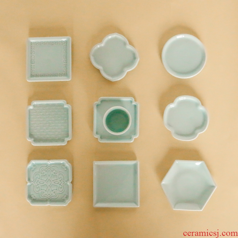 Geometric space ceramic small cup mat insulation cup eat mat creative view window design tea saucer saucer