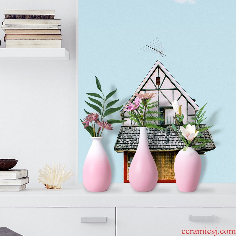 Nordic light and decoration vase dried flowers, flower arranging pink sitting room adornment table modern style of TV ark, ceramic furnishing articles