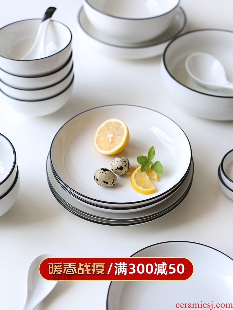 Sichuan in European black ceramic tableware bowl dish dish dish dish a single creative web celebrity Nordic home plates