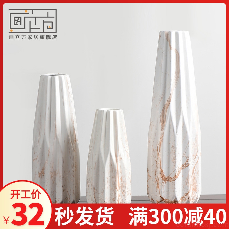 I and contracted white ceramic vase furnishing articles sitting room the bedroom room flower arranging individuality creative decoration home decoration