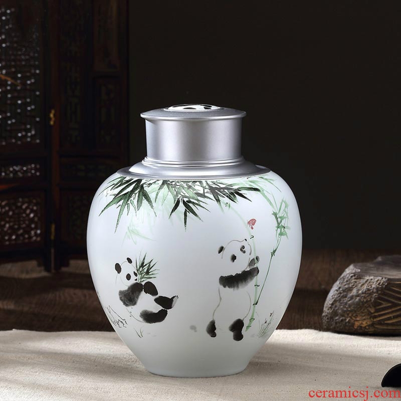 Creative ceramic seal tea jars of child small storage tank pu 'er tea containers of portable kung fu tea set