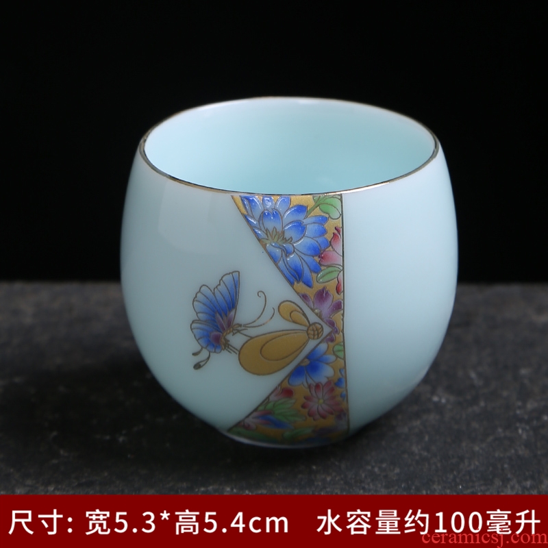 Kung fu tea set ceramic celadon teacup tea service of a complete set of household lotus home tureen single cup teapot