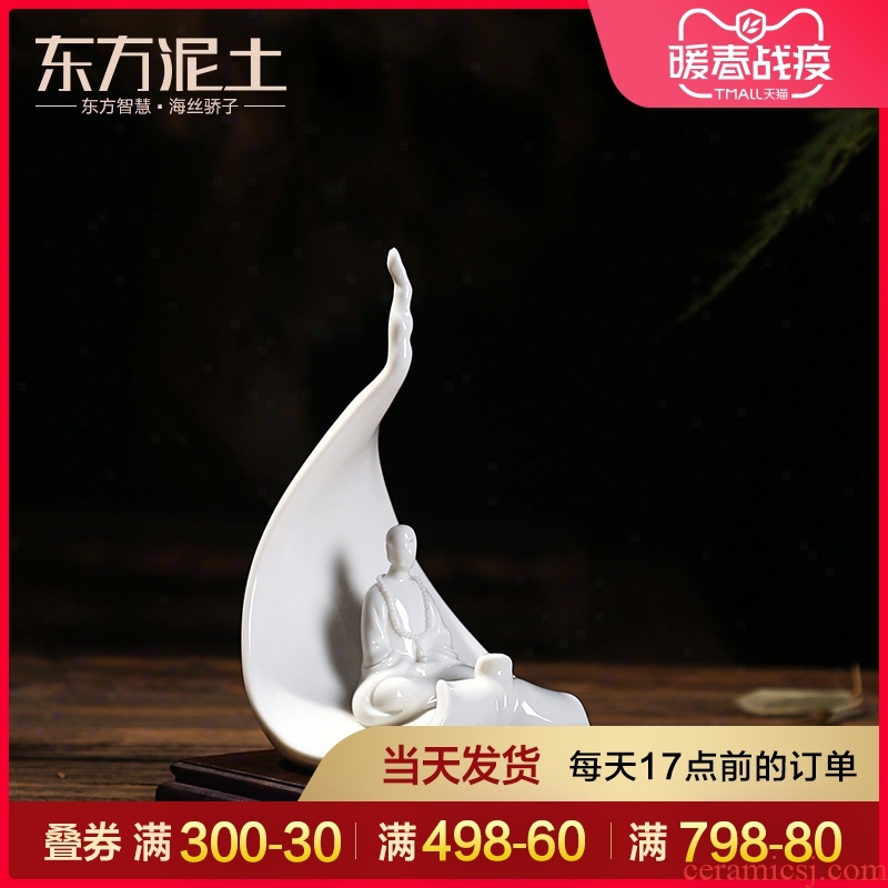 The east mud dehua white porcelain art creative zen ceramic arts and crafts decorative furnishing articles/a bodhi leaf
