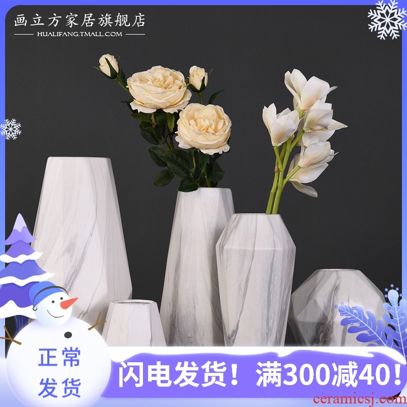 Nordic I and contracted creative dry flower vases, flower arranging ceramic home decoration room of hall of furnishing articles, small ornament