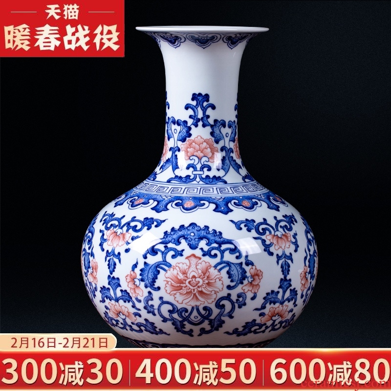 Jingdezhen ceramics vase hand - made archaize furnishing articles of blue and white porcelain flower arrangement of new Chinese style living room decoration gifts