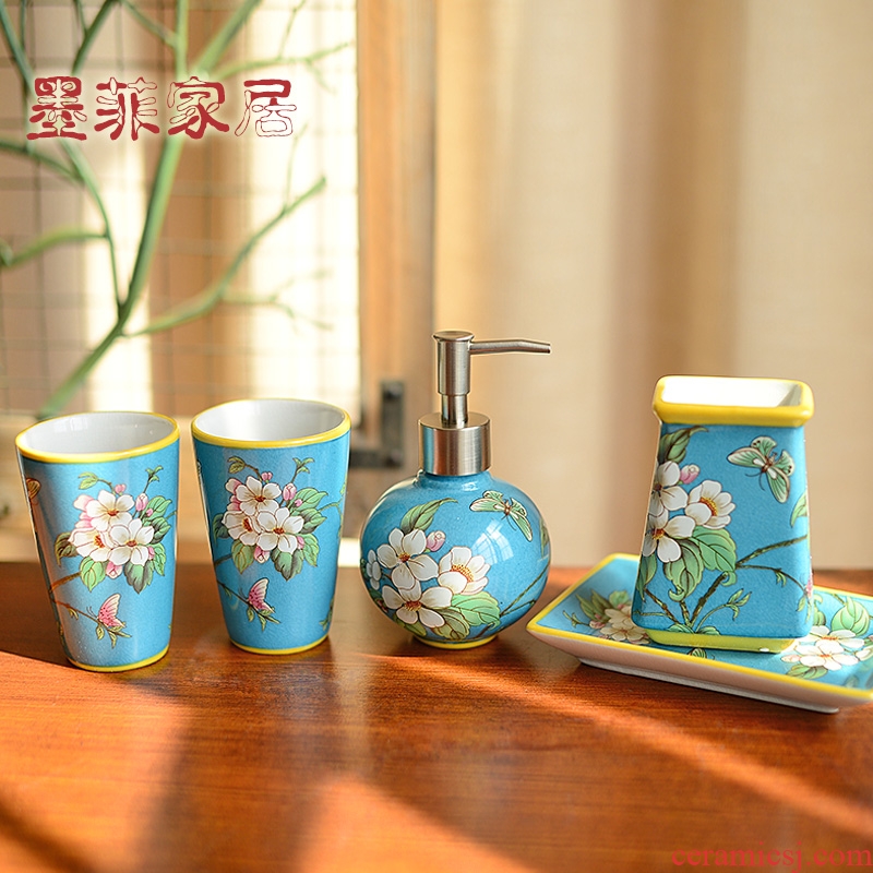 New Chinese style set ceramic sanitary ware has five American bathroom wash gargle things version into gifts decorations furnishing articles