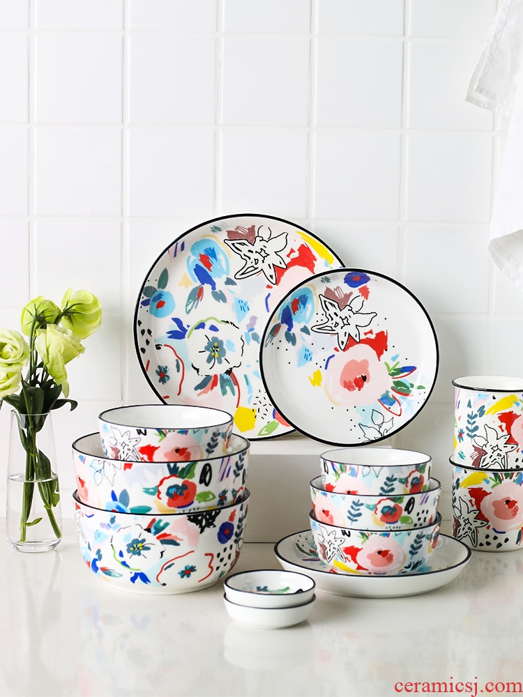 Island house flowers yan hand - made ceramic bowl in creative household single plate job rainbow such as bowl dish dish dish dish