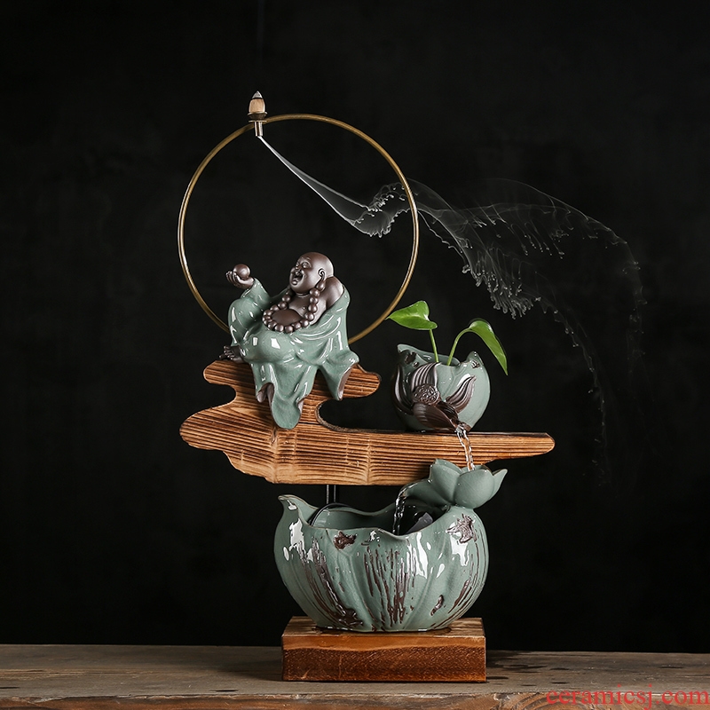 Tang Yan fang back censer water apparatus furnishing articles opening gifts sitting room home decoration ceramic aquarium elder brother up the process