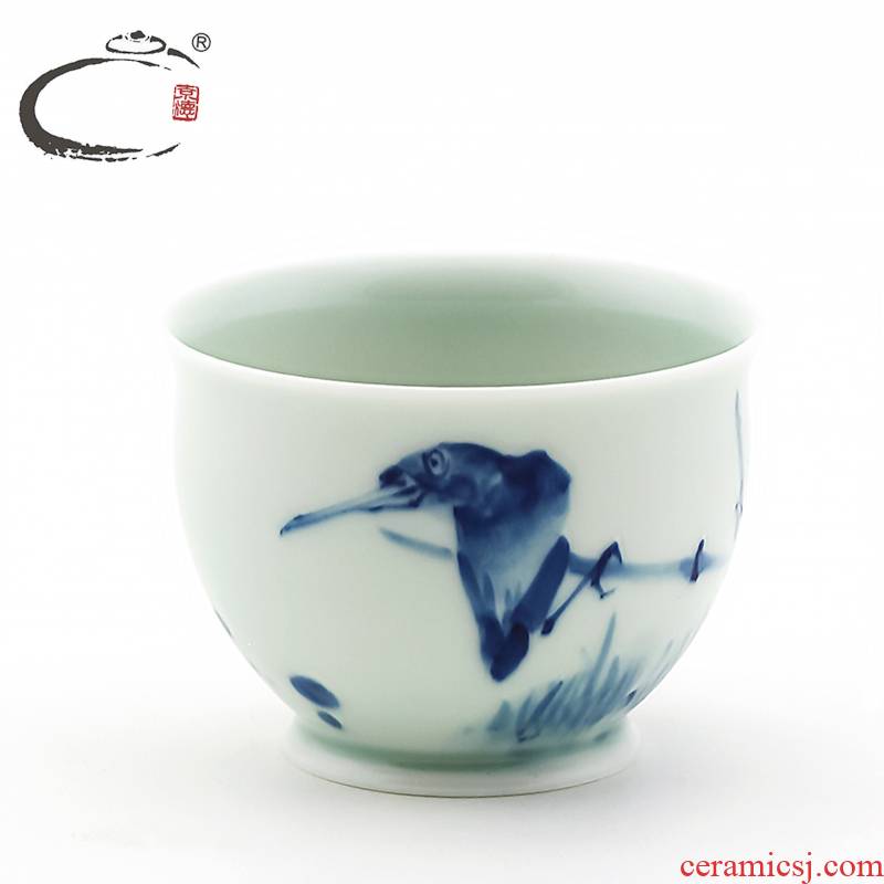 And auspicious blue - And - white proud of jingdezhen ceramic hand - made master kung fu tea cup sample tea cup cup tea bowl