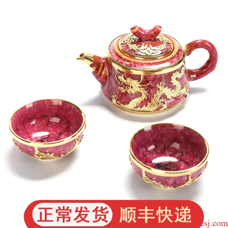 The optimal product gold a pot of secondary glass ceramic tea portable contracted Japanese travel office kung fu tea set