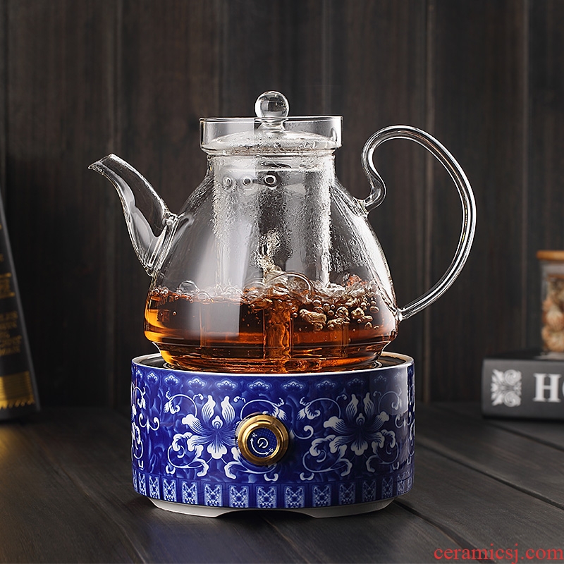 The Heat - resistant glass teapot electric TaoLu household suit black tea boiled tea filter remove flower pot steaming kettle thickening single pot