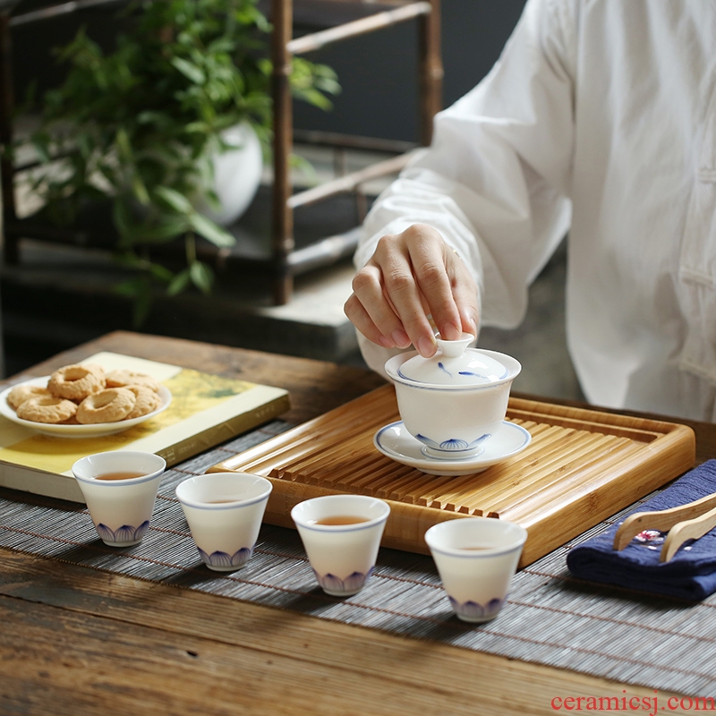 Japanese hand - made the was suit jingdezhen household kung fu tea set of a complete set of contracted the teapot sample tea cup tea tray box