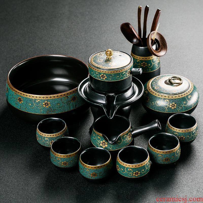 NiuRen black pottery tea set home office old piece of mud automatic hot lazy kung fu tea teapot teacup