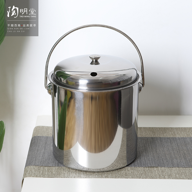TaoMingTang stainless steel in hot tea barrel barrel with cover filter detong kung fu tea set drainage trash can
