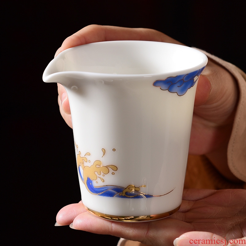 Fair laugh dehua suet jade white porcelain cup home from the creative points of tea, tea sea Fair keller