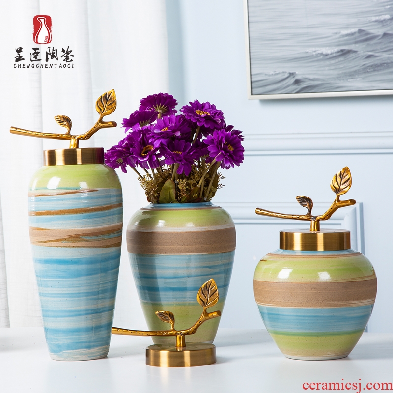 Jingdezhen porcelain furnishing articles sitting room tea table wine table decoration vase color ceramic bottle of flower arranging art suits for