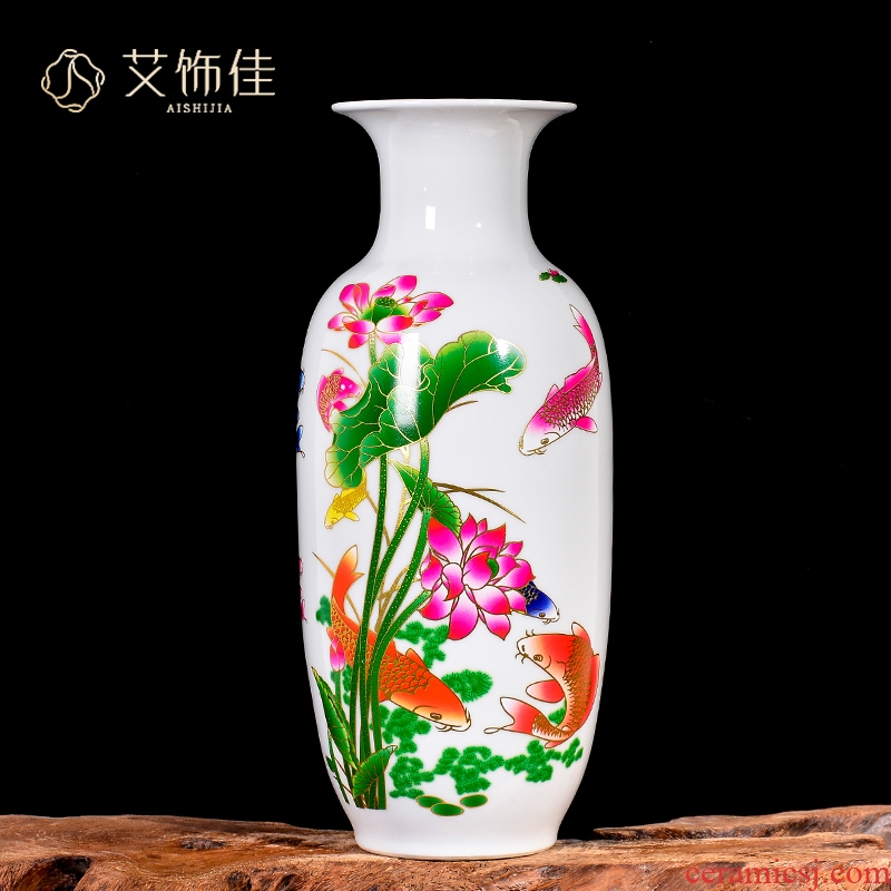 Jingdezhen ceramic vase famille rose flower arranging dried flowers of the sitting room of the new Chinese style rich ancient frame TV ark, home decoration furnishing articles