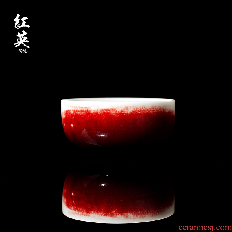 Jingdezhen ceramic up red ice crack glaze on the master cup single cup sample tea cup kung fu tea set large cups
