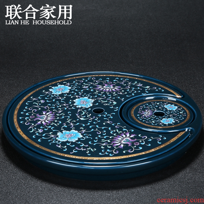 Jingdezhen blue and white porcelain creative elements large ground tea sea water drainage dry mercifully kung fu tea set