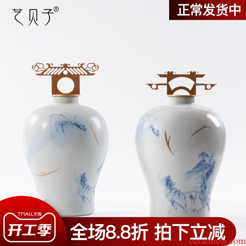 Blue and white porcelain art BeiZi new Chinese zen home furnishing articles sample sitting room porch study window decorations