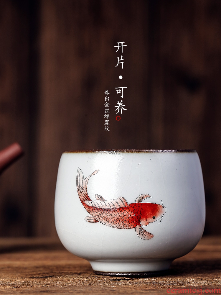 Jingdezhen hand - made sample tea cup your up lithium master cup single cup red fish kunfu tea cups checking large tea sets