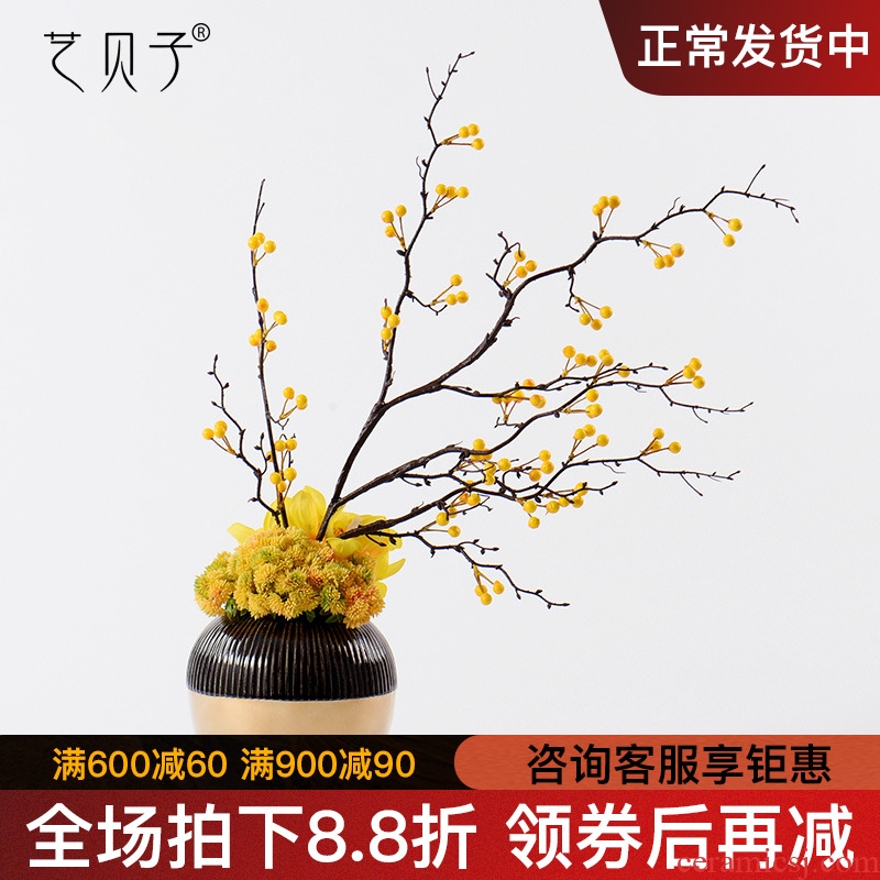 New Chinese style overall light floral key-2 luxury ceramic vases, yellow peach blossom put bonsai soft outfit example room estate home furnishing articles
