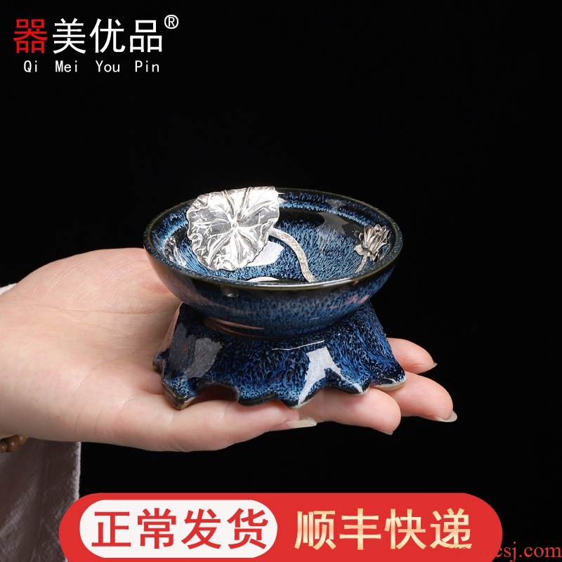 Implement the optimal product jingdezhen built light red glaze) filtering kung fu tea accessories up tea tea strainer