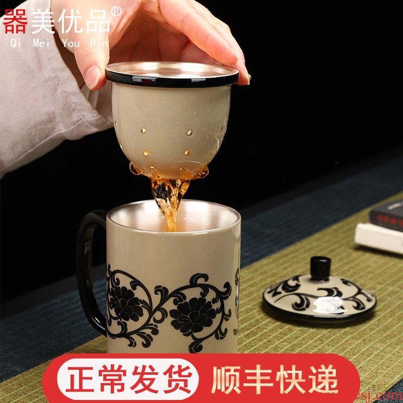 Is the optimal product tasted silver gilding ceramic office remove tea cup with lid keller tea separation of tea cups