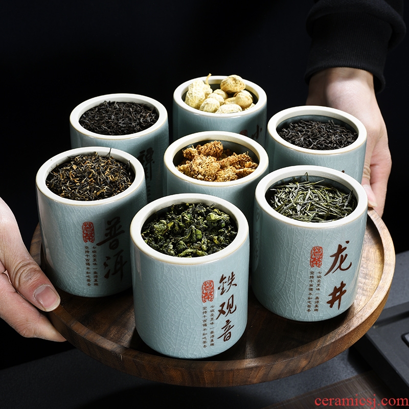 Small caddy fixings hao chun brother up with ceramic seal tank storage POTS tea accessories pu - erh tea pot seal