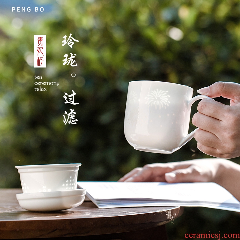 Jingdezhen ceramic cups filter cup and exquisite office cup double concentric cup tea separation filter cups with cover