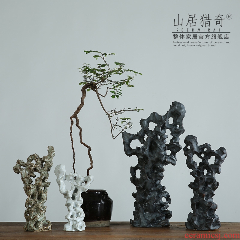 Ceramic taihu stone rockery of new Chinese style household adornment sitting room the rich ancient frame study zen furnishing articles of handicraft