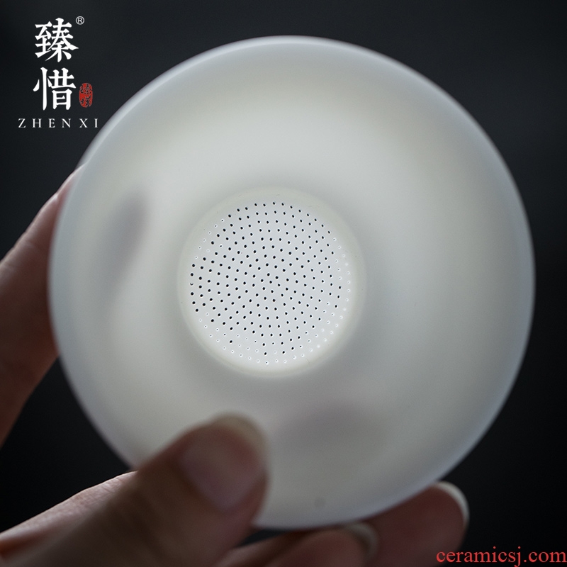 Become precious little suet jade porcelain ceramic filter pinhole) tea tea filter manually kung fu tea tea taking