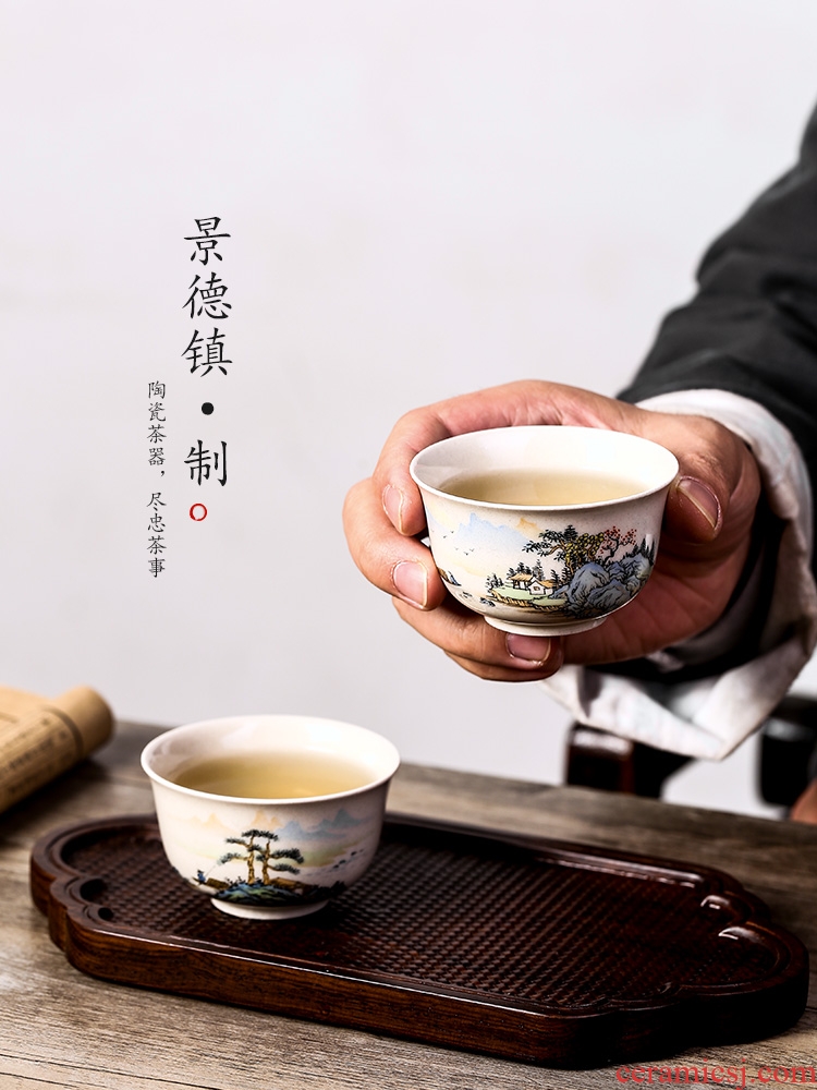 Ken shun ke kung fu tea master cup checking high - end jingdezhen hand - made sample tea cup single CPU female ceramic tea set
