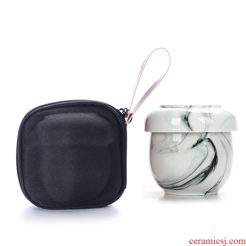 Tang Yan fang crack cup a pot of a simple ceramic ink travel tea set suit Japanese portable bag at large cup